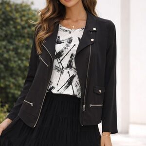 The Kooples Black Blazer with Lapel Collar and Textured Fabric